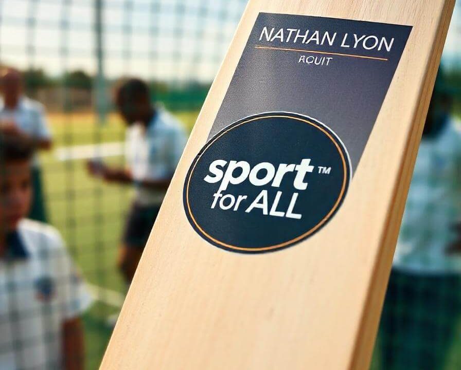 What is the significance of the distinctive sticker on Nathan Lyon’s bat? Explanation of Cricket Australia’s ‘Sport for All’ project